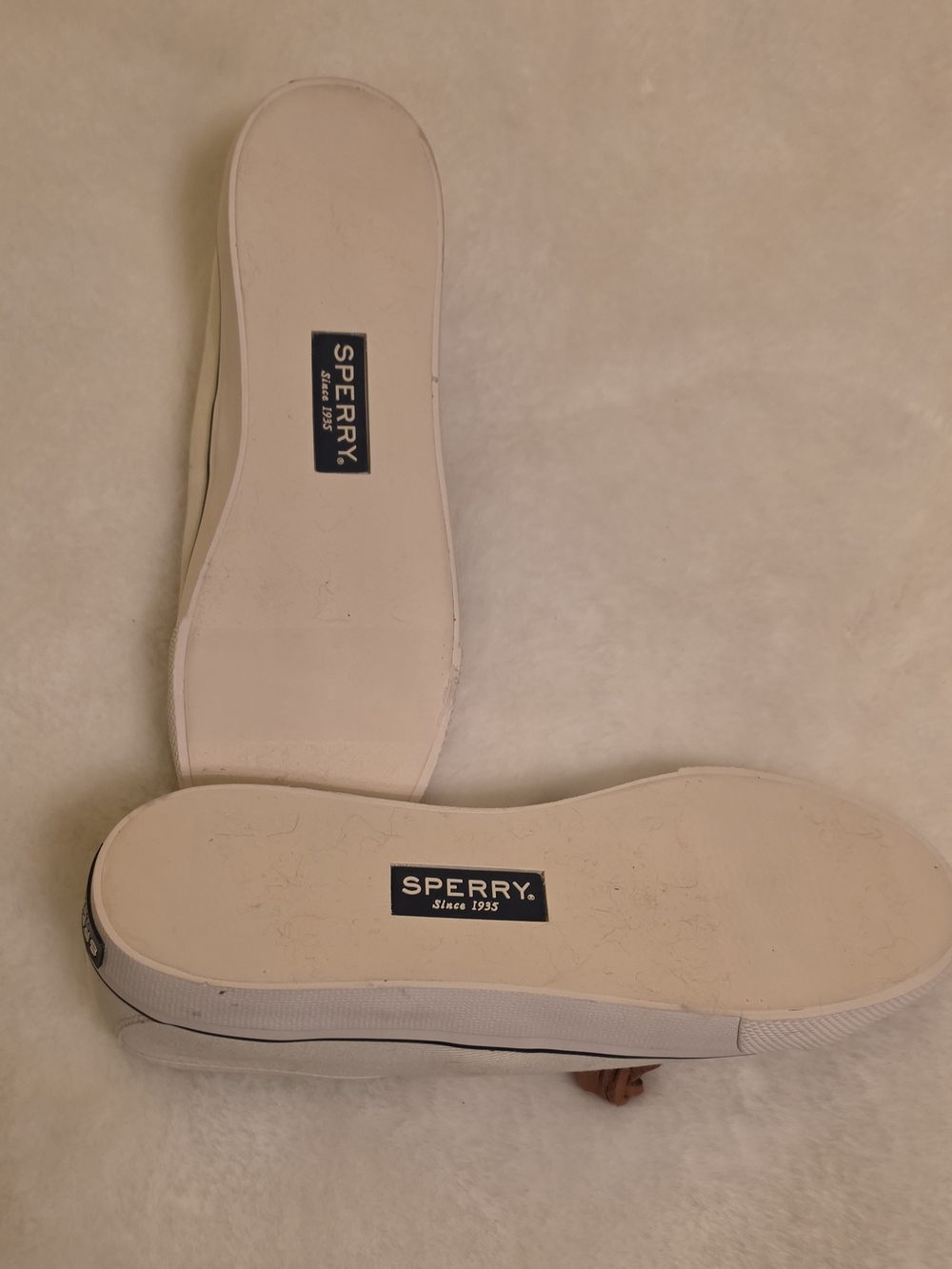 Sperry Top Sider Women's Cream Canvas Boat Shoes with Brown Laces. - Picture 6 of 7
